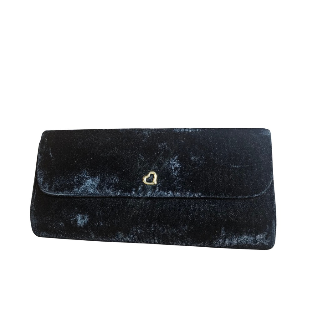 Vintage Victoria's Secret Velvet Clutch Bag Purse Gold Heart Charm Party Formal‎